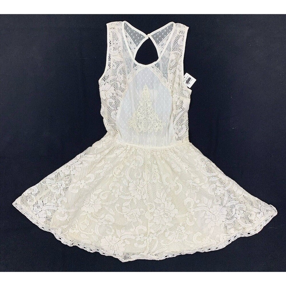 Y2K Abercrombie & Fitch Ivory Lace Flared Mini Dress XS Feminine Bridal Coquette